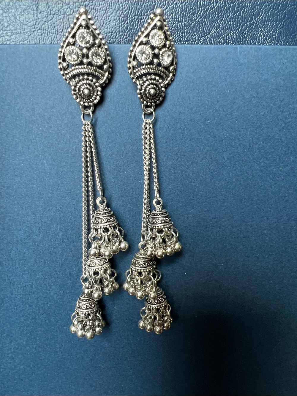 Silver Tone Jhumka Tassel Earrings - Elegant Drop Design